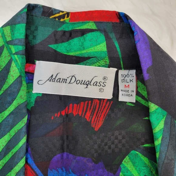Adam Douglas silk vintage  button down tropical blouse - Picture 3 of 3